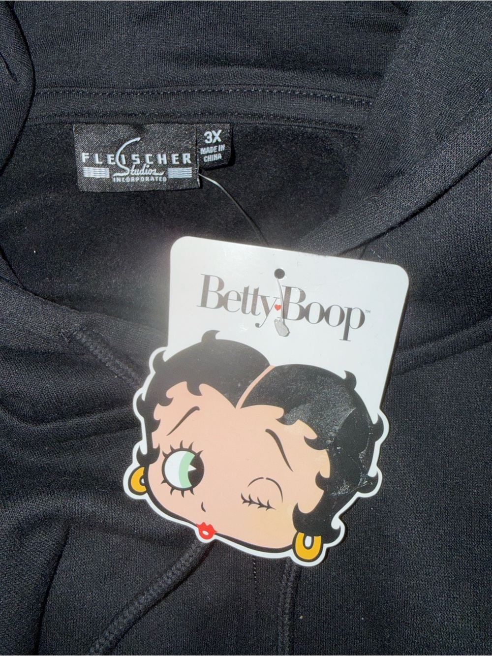 Betty Boop Black Zip Hoodie with Neon Green Details - Picture 6 of 6